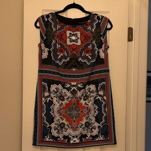 Banana Republic Black and Orange Patterned Mini Dress